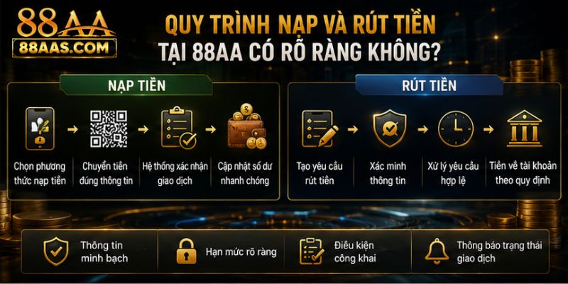 Quy trình nạp rút tiền rõ ràng tại 88AA